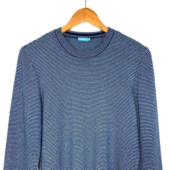 J. Mclaughlin Womens Cashmere Stripe Crew Neck Sweater Sz Small Blue - Picture 3 of 4